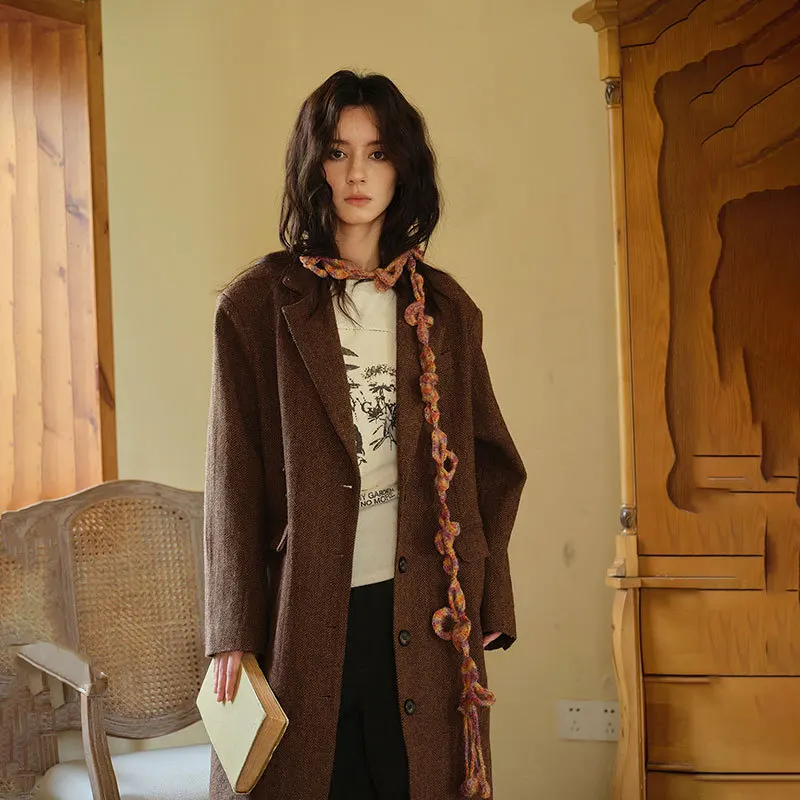 Нишевый Y2K вязаный цветок узкая полоска декоративный маленький шарф для женщин