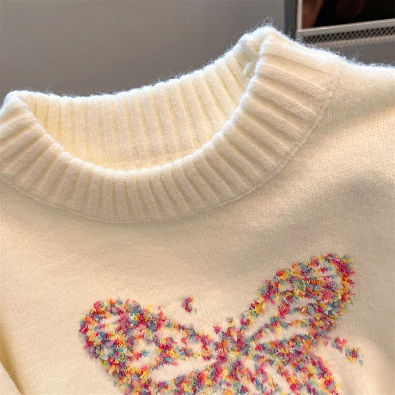 Новинка 2024 осенне-зимний женский утепленный свободный пуловер свитер высокого