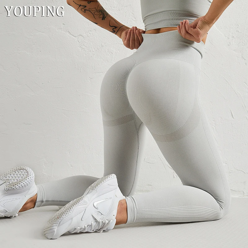High Waist Fitness Women Sports Seamless Leggings High Waist Elastic Solid Yoga Leggings Gym Training Jogging Buttock Lift Pants