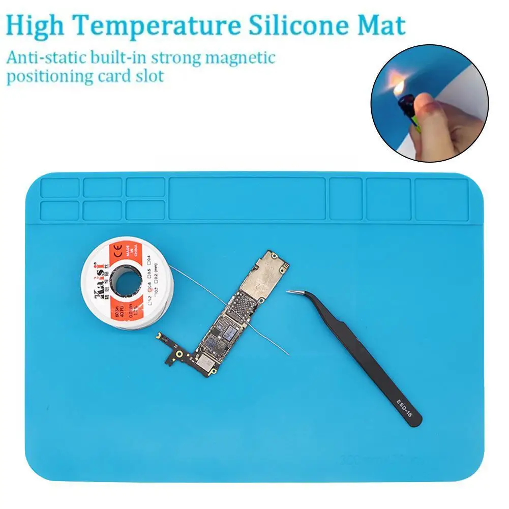 

30×20cm Silicone Repair Pad Soldering Mat Heat Resistant Insulation Work Desk Platform Mat For BGA Soldering Station Wholes Q7N2