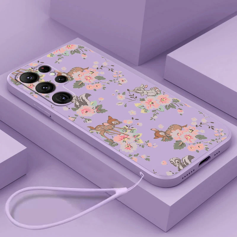 

Liquid Rope Cover Disney Fawn Bambi Cute Phone Case For Samsung Galaxy S22 S21 S20 FE S10 Note 20 10 Plus Lite Ultra 5G