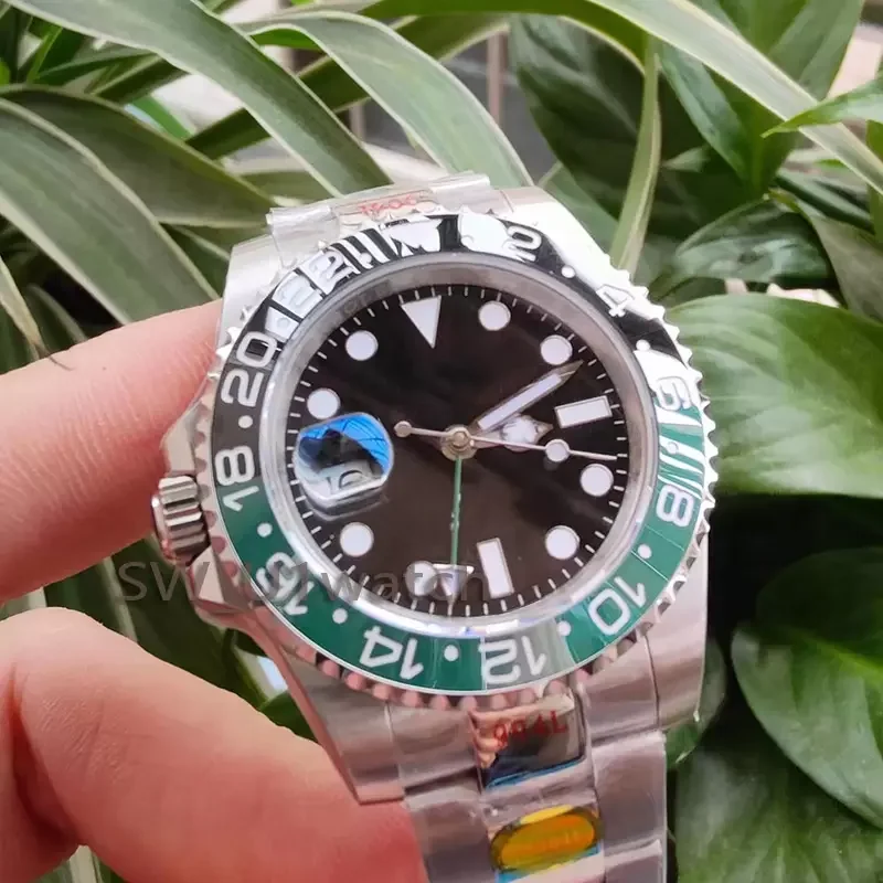 

2022 Mens watch Sprite high quality left turn green black circle automatic 41 mm stainless steel strap luminous waterproof watch