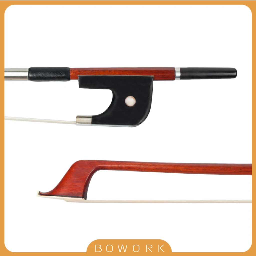 ADVANCED German Style Pernambuco 4/4 Size Double Bass Bow Silver Mounted Ebony Frog Paris Eye Graded Natural White Horse Hair