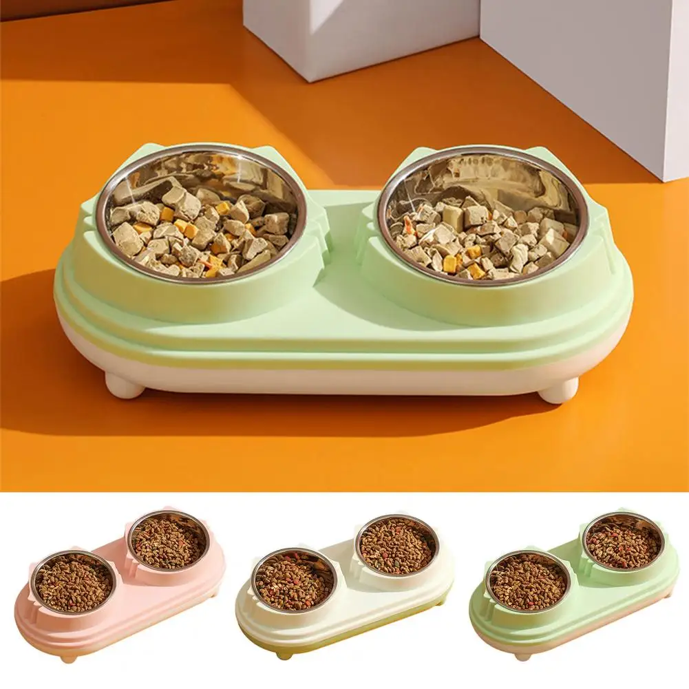 

Pet Water Bowl Premium Double Bowls Stainless Dog Cat Feeder Double Bowls Pet Supplies