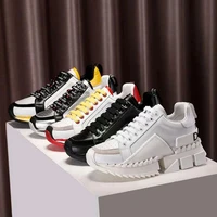 women genuine leather sneaker mixed color lace up trainers tenis feminino zapatos de mujer casual shoes women