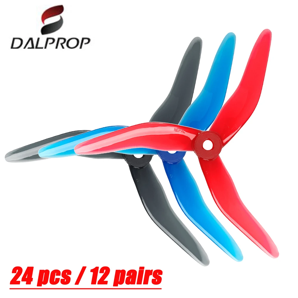 

24 pcs/12 Pair DALPROP Nepal N1 5143 3 Blade FPV Propeller CW CCW POPO Freestyle for RC Drone FPV Racing