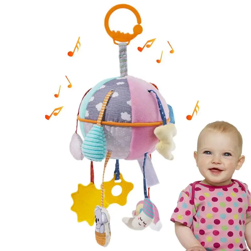 

Car Seat Toys Healthy Stroller Toys With Wind Chimes Soft Rattle Crinkle Squeaky Toy Animal Ring Plush Toy Gift For Carriage