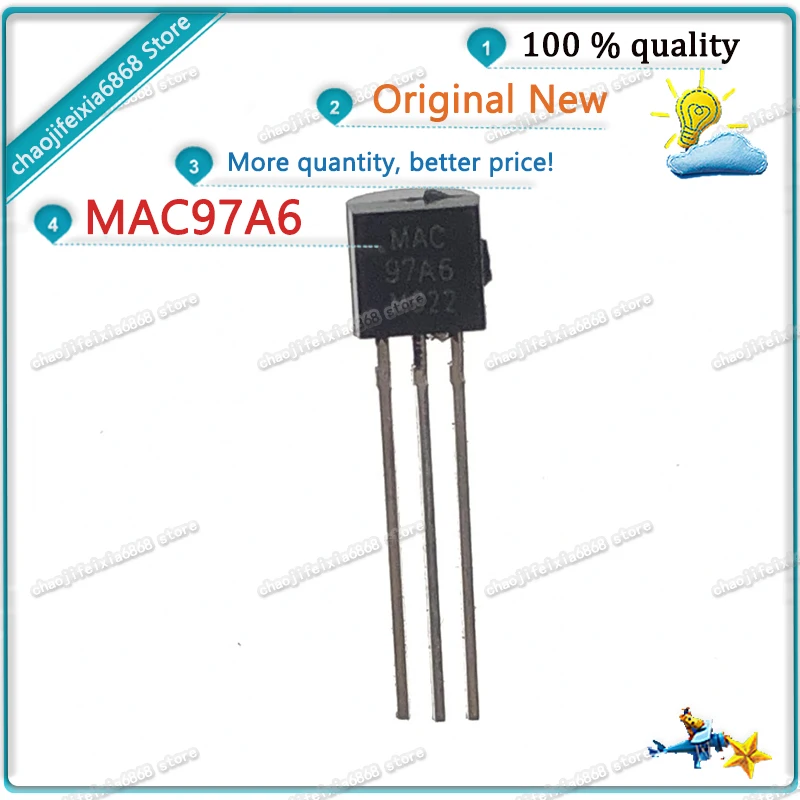 100 шт./лот! Двунаправленный Тиристор MAC97A6 MAC 97A6 TO-92 400 А В тиристор транзистор |