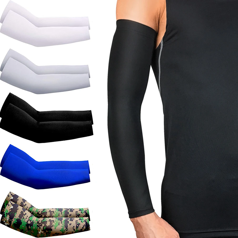 

Hot Sale 2Pcs Unisex Cooling Arm Sleeves Cover Sports Running UV Sun Protection Outdoor Men Fishing Cycling Sleeves For Hide Ta