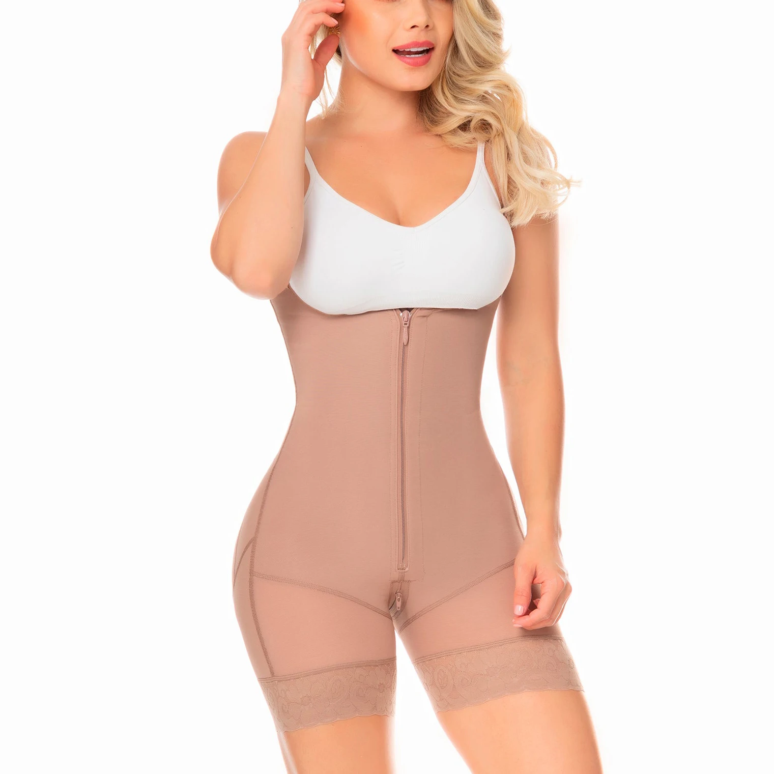 Body Shaper Girdle With Front Zipper, Covered Back, Free Breasts, Butt LiftingHigh Waist Tummy Control Underwear for Recovery