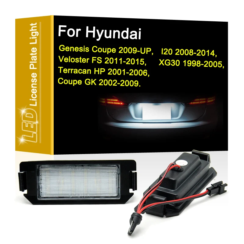 

12V LED Number Plate Lamp For Hyundai Genesis Coupe I20 Veloster FS XG30 Terracan HP Coupe GK White License Plate Light Assembly