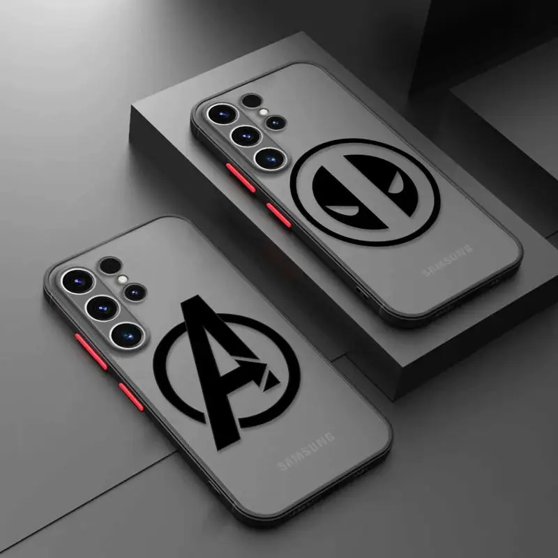 

Phone Case For Samsung Galaxy S23 S22 S21 S20 Plus S10 S9 S10e 5G Ultra FE Note 8 9 10 Lite Matte Shell Marvel The Avengers Logo