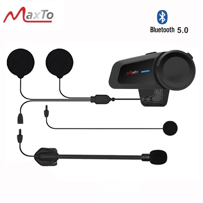 

MAXTO M2 1000M Motorcycle Interphone Helmet Bluetooth Headset Moto Wireless Intercom for 6 Riders Talking FM Radio Waterproof