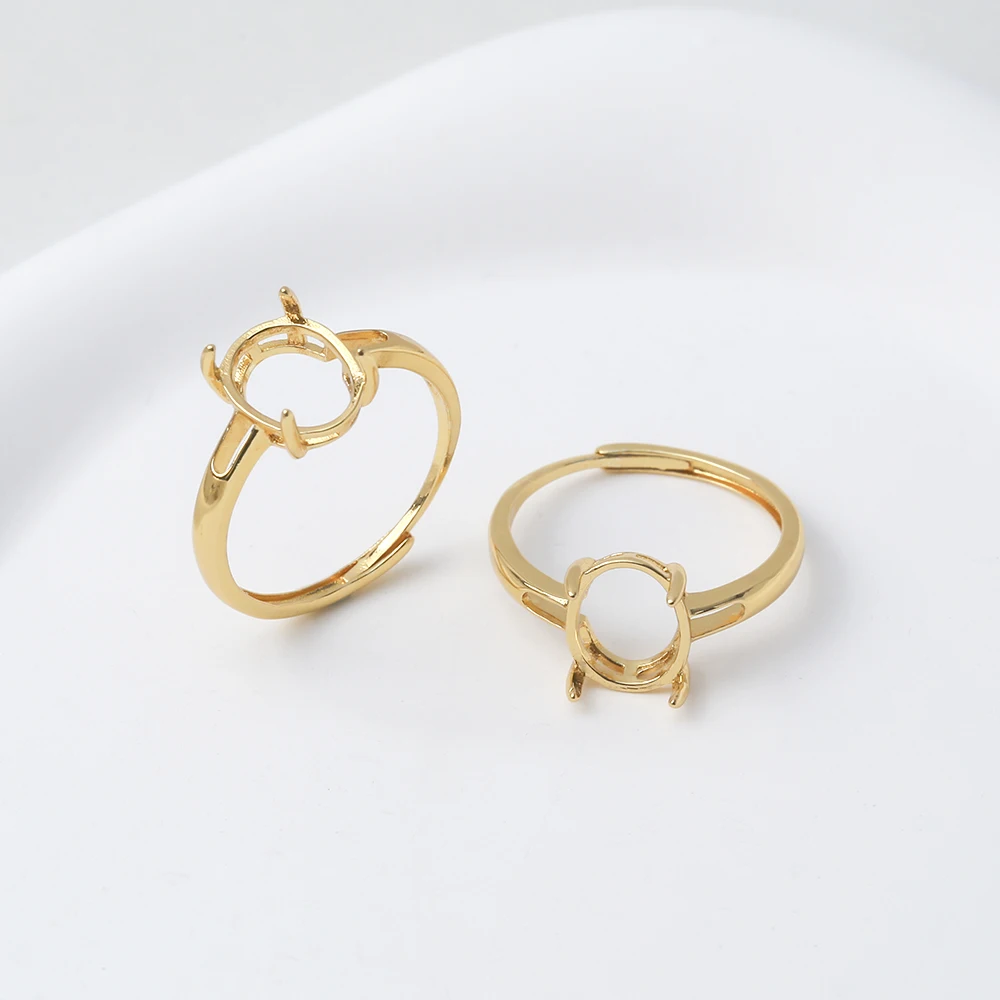 Регулируемое кольцо с кабошоном полукрепление 9x11 мм овальное без рисунка 4