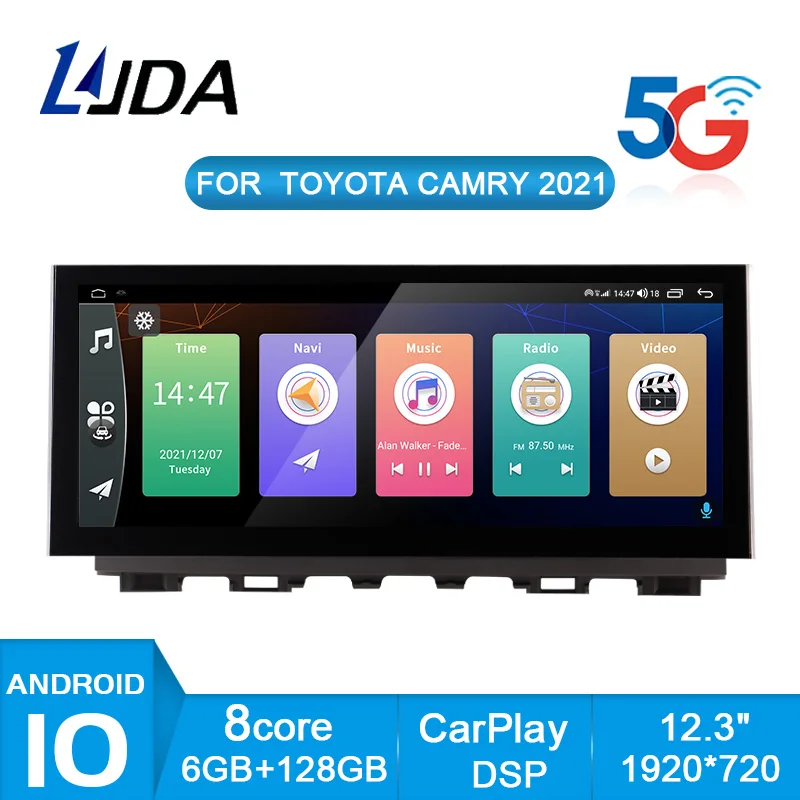 

1920*720 , 12.3 Inch GPS Navigation, Android 10 Car Multimedia Player GPS Stereo for Toyota Camery 2020 2021 Car Radio DSP WiFi