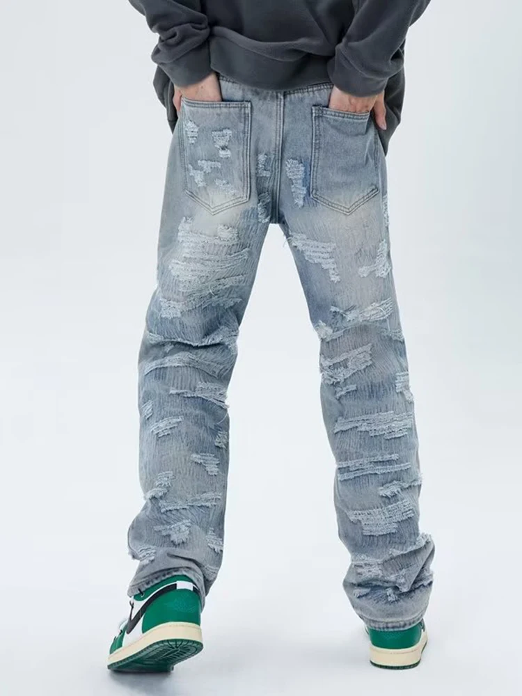 Men's Y2K Pant Baggy Jeans Fashion Denim Trousers Zipper Loose Straight Leg Spring Stretch Long Pants Men Clothing Baggy Hosen