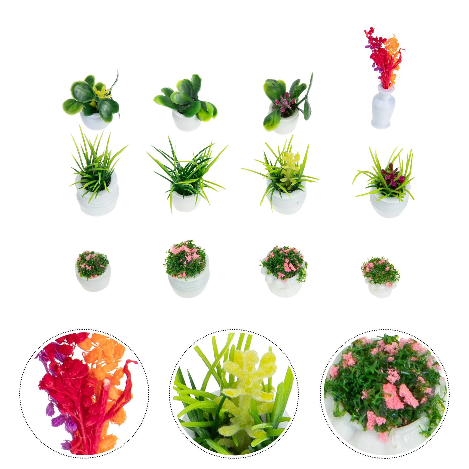 

12pcs Mini Potting Decor Mini House Bonsai Model Decor Potted Plant Landscaping Decor
