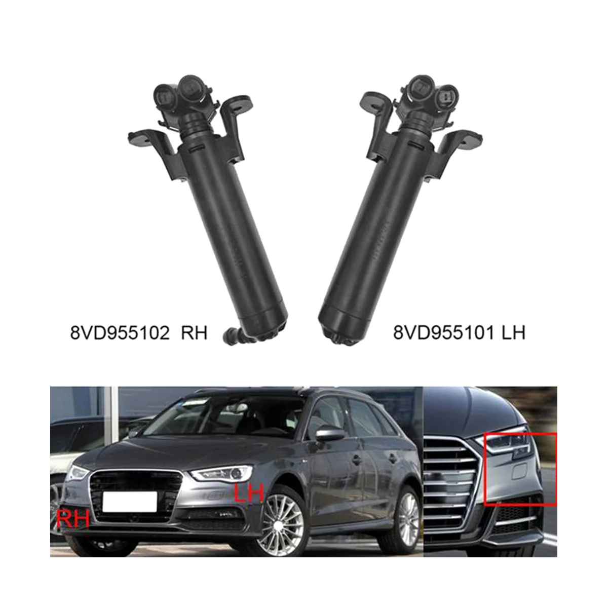Насадка для мойки головной фары автомобиля Audi A3 Sportback 2014-2016 8VD955101 8VD955102