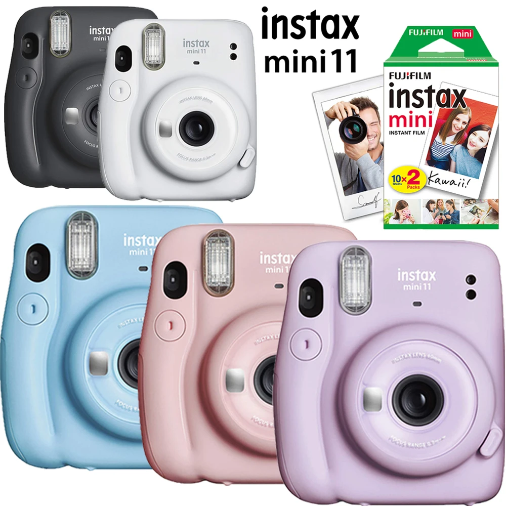 Fujifilm Instax Mini 11 Instant Camera Pink/Blue/Gray/White/Purple + 20 Sheet Instax Mini White Film Photo Paper