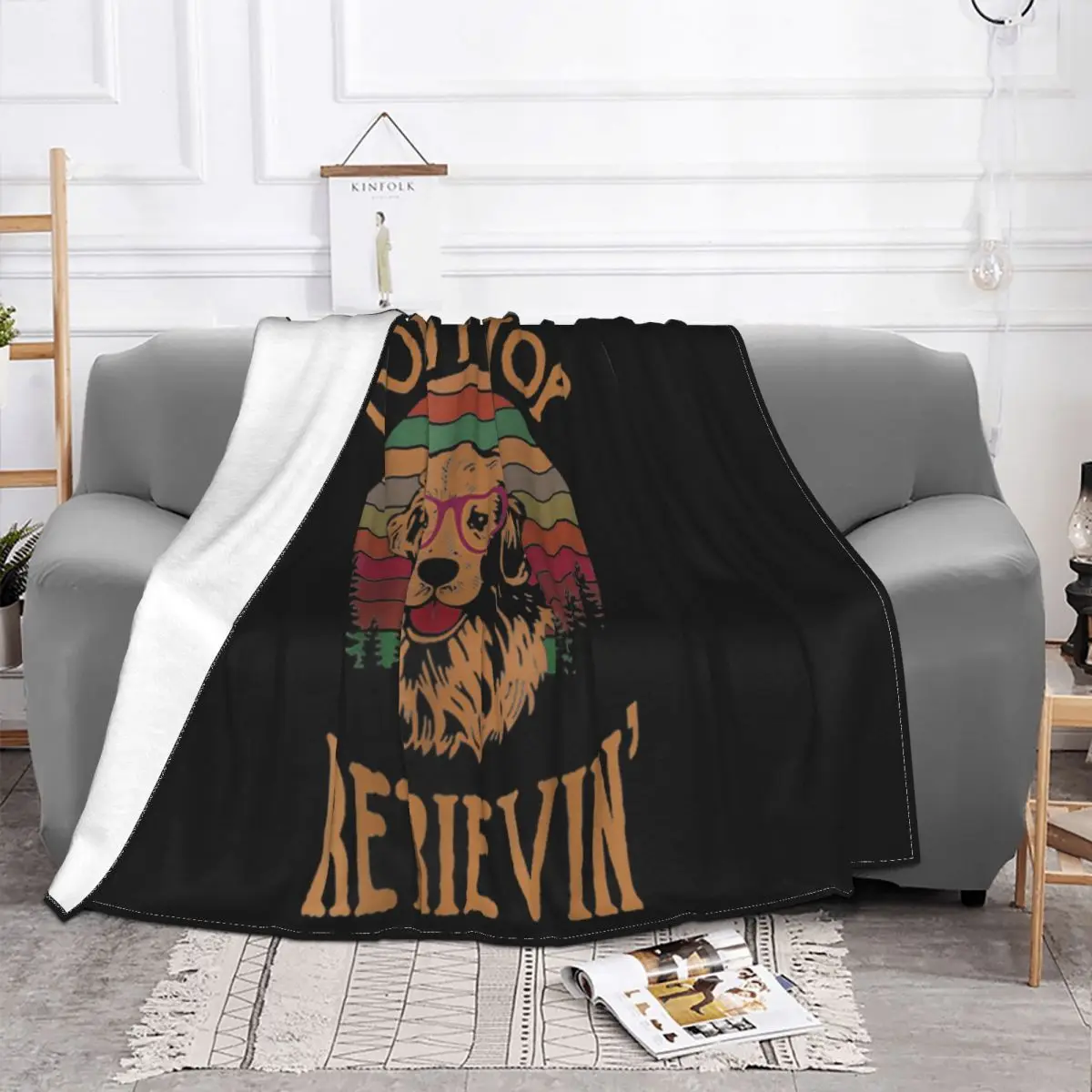 Золотой Dont Stop Retrievin винтажное трендовое дышащее одеяло с принтом по низкой цене