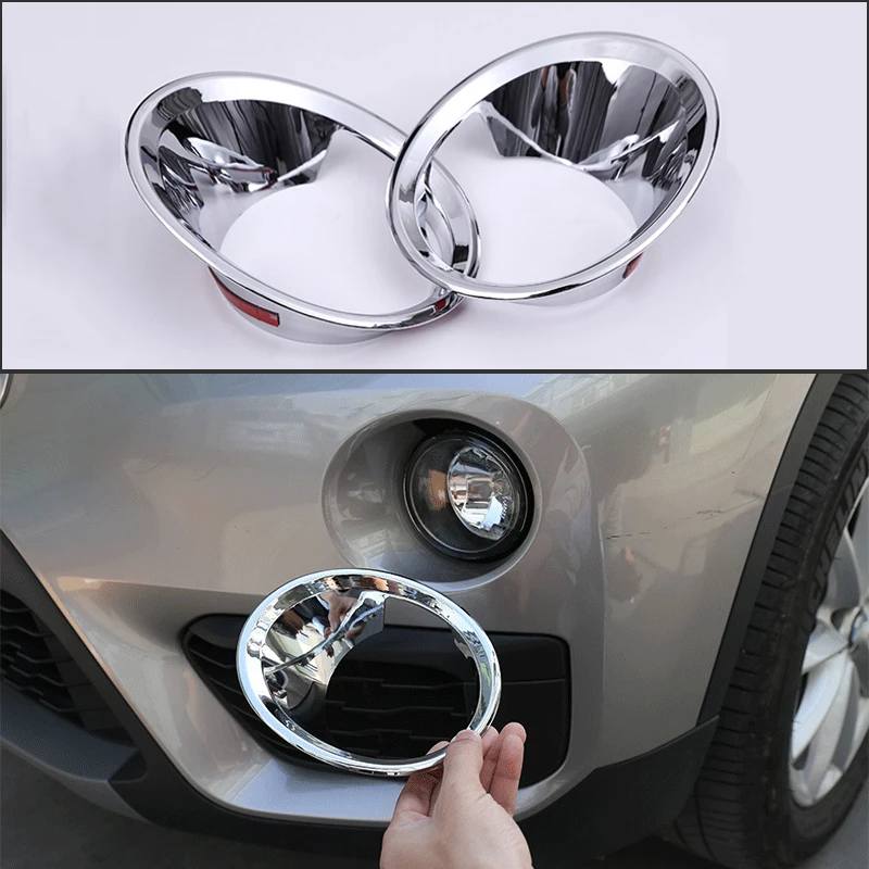 

2Pcs Carbon Fiber/Chrome Polish Car Styling Front Fog Light Lamp Cover Trim For BMW X1 F48 2016-2019 Exterior Car Accessories