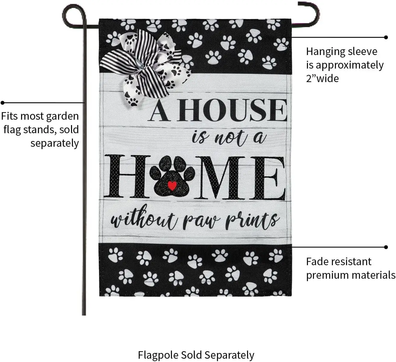 Вечнозеленый флаг с принтами лап Садовый из мешковины | Добро пожаловать садовый