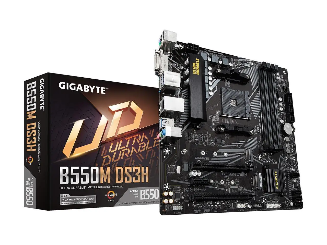 

GIGABYTE B550M DS3H Micro-ATX AMD B550 DDR4 4266(OC)MHz M.2 128G PCI-E 4.0 Double Channel Socket AM4 Motherboard