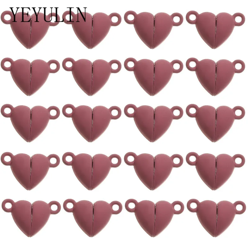 

YEYULIN 10Sets 16*11mm Colorful Heart Shaped Magnet Connected Clasps Beads Charms Connector DIY Couple Magnetic Buckle Jewelry