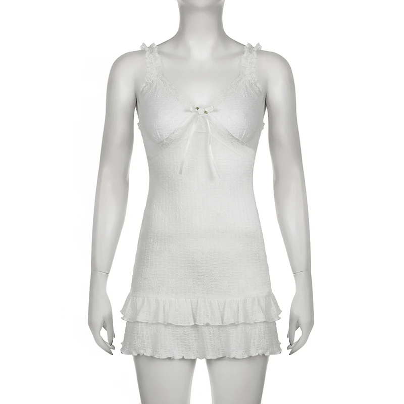 Женское облегающее мини-платье с оборками корейское милое летнее платье