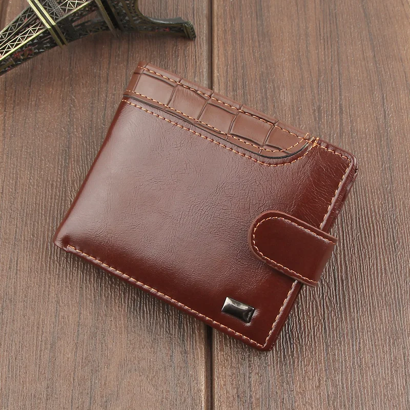 

Classical Wallet Men's Wallet Retro Business PU Leather Wallet Foreign Trade Fashion Wholesale Buckle Inner Zipper Solid Color
