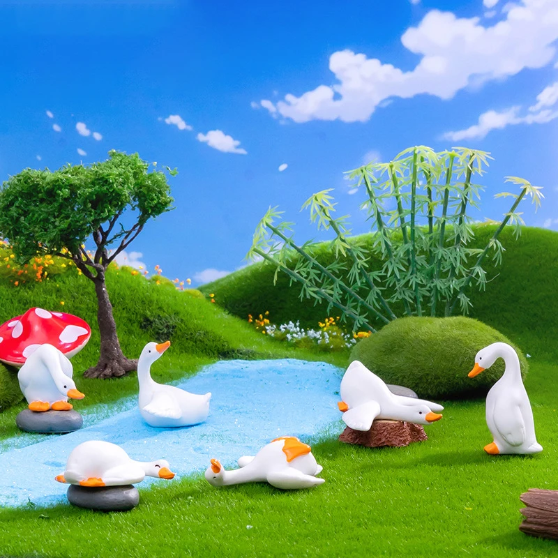Мини-милые гуси фигурка животного модель моха микропейзаж домашний декор