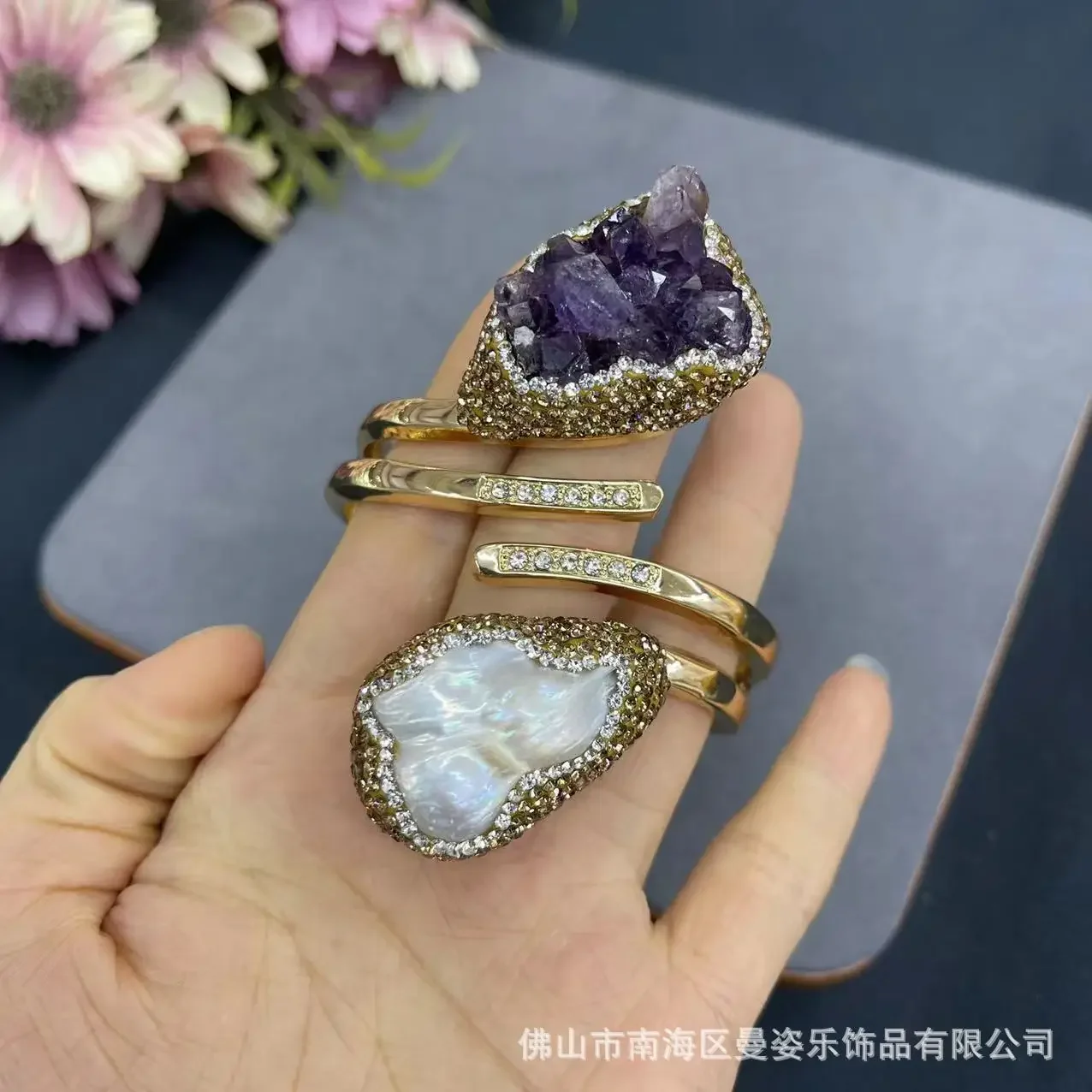 Натуральный ювелирный аметистовый браслет Uruguayan с жемчугом в стиле барокко Лидер