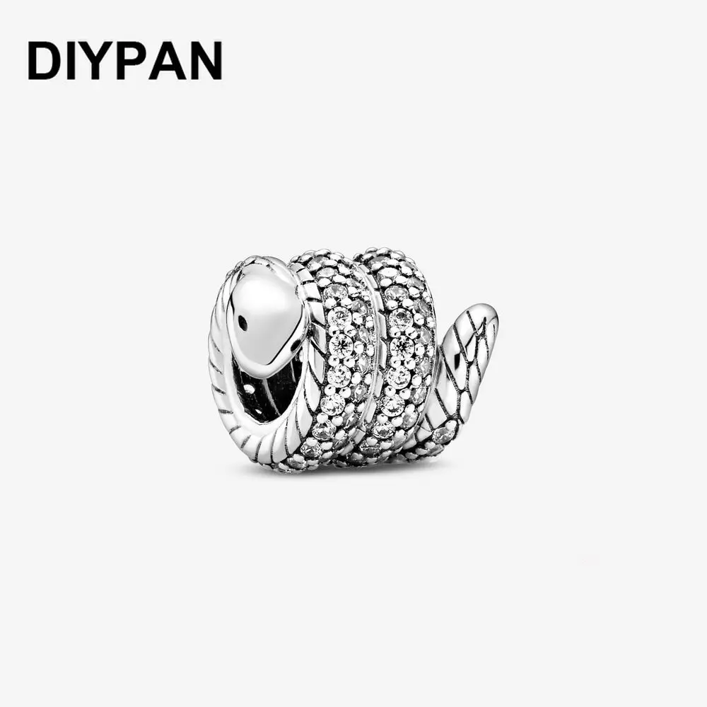 

Fit Original Pandora Charms Bracelet Sparkling Wrapped Snake Charm Beads Women Fasion Jewelry Berloque