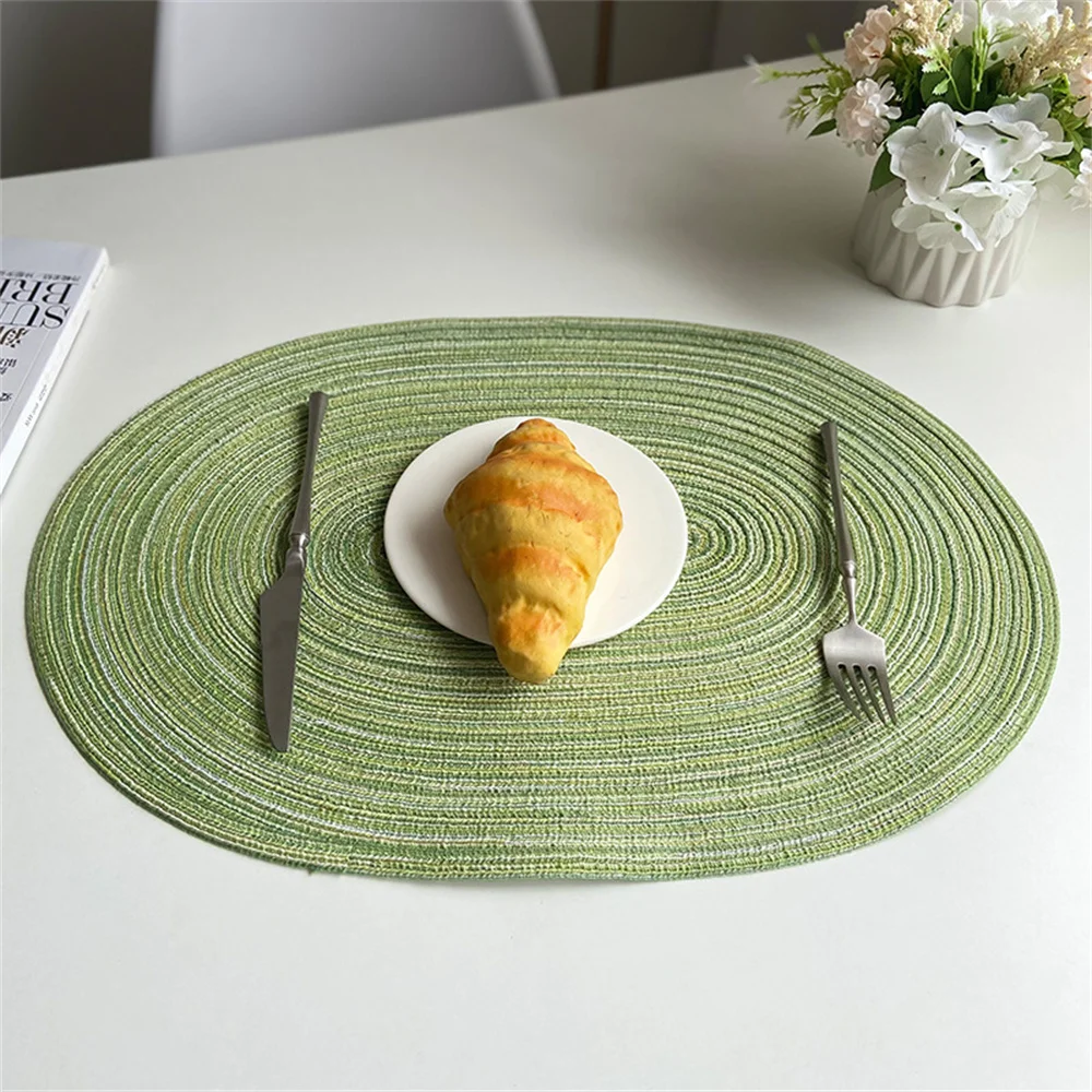 

Dining Mat 50 35cm Creative Simple Anti-hot National Style Kitchen Accessories Cotton Woven Mat Oval Comfortable Practical Mat