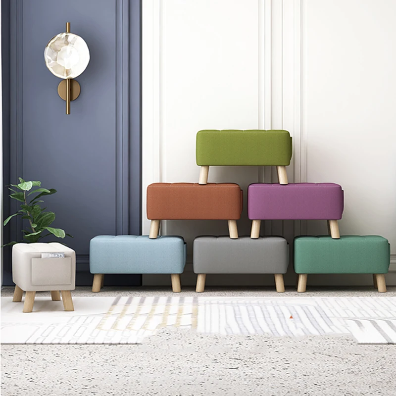 

Protable Floor Bench Storage Wooden Modern Design Entrance Shoe Stool Footrest Living Room Taburete Bajo Household Furniture