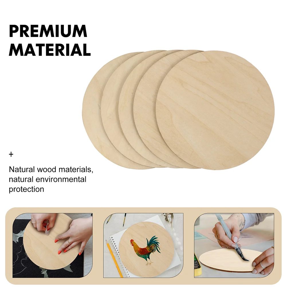 Painting Board Blank Wood Discs Plain Wooden Slice Round DIY Material Accessories Slices Panel Decor Unfinished Circles