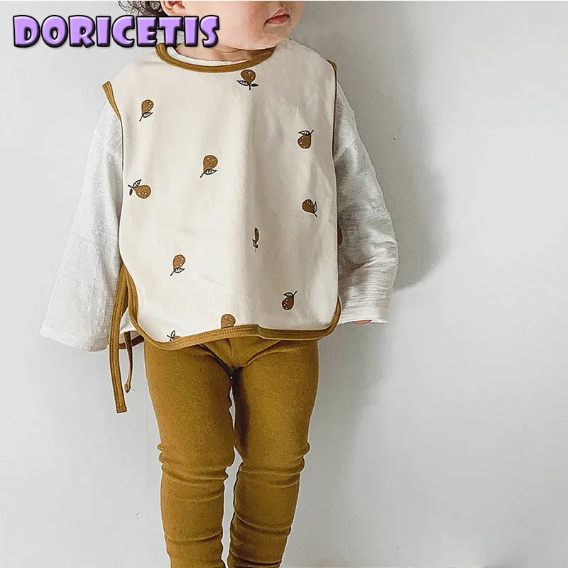 

Комбинезон для новорожденных милый комбинезон с принтом груши на шнуровке детский весенний мягкий хлопковый жилет детский пуловер Топ дет...