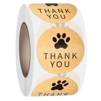 500pcsroll cute paw thank you stickers seal labels bussiness supplies 1 inch gold foil gift packaging stickers stationery