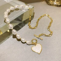 fashion heart shape vintage pearl necklaces french romantic style sense luxury clavicle chain bohemian pendant prom accessories