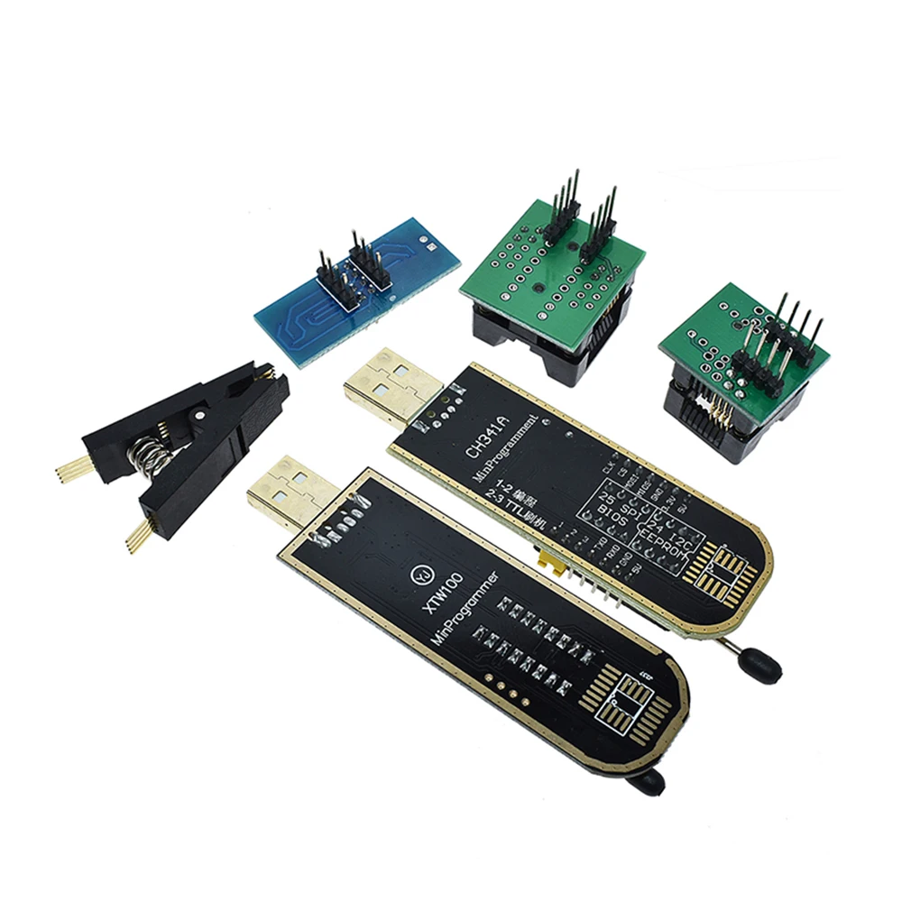 

USB-программатор CH341A 24 25 серия EEPROM, модуль программатора с флэш-BIOS + зажим SOIC8 SOP8 для проверки EEPROM 93CXX / 25CXX / 24CXX