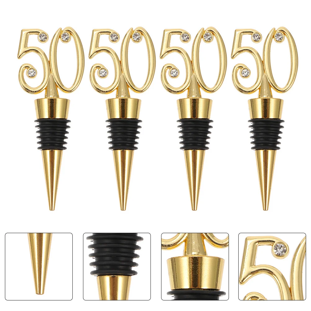 

4Pcs Delicate Birthday Bottle Stoppers Bottle Plugs Bottle Sealing Plugs (Golden)