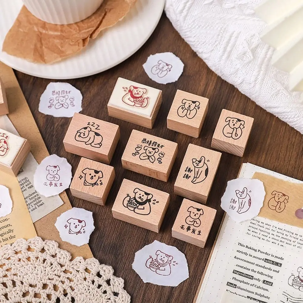 

Diary Scrapbooking Stationery Journal Vintage Stamp Wooden Rubber Stamps Decoration Stamp Dog Daily Life Series