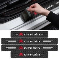 4pcs carbon fiber car door threshold protected stickers vinyl decals for citroen c1 c2 c3 c4 c5 c6 c8 c4l ds3 ds4 ds5 ds5ls ds6