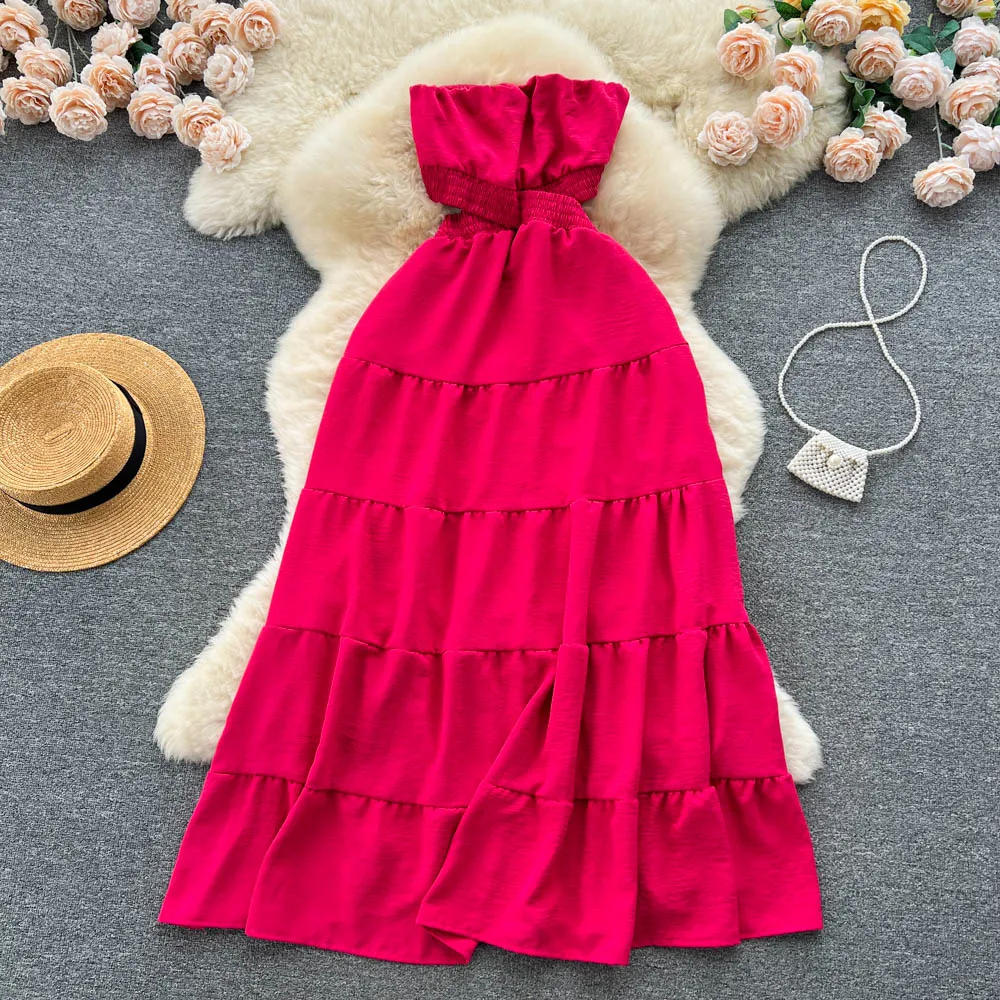 

Платье женское Плиссированное без рукавов с открытыми плечами