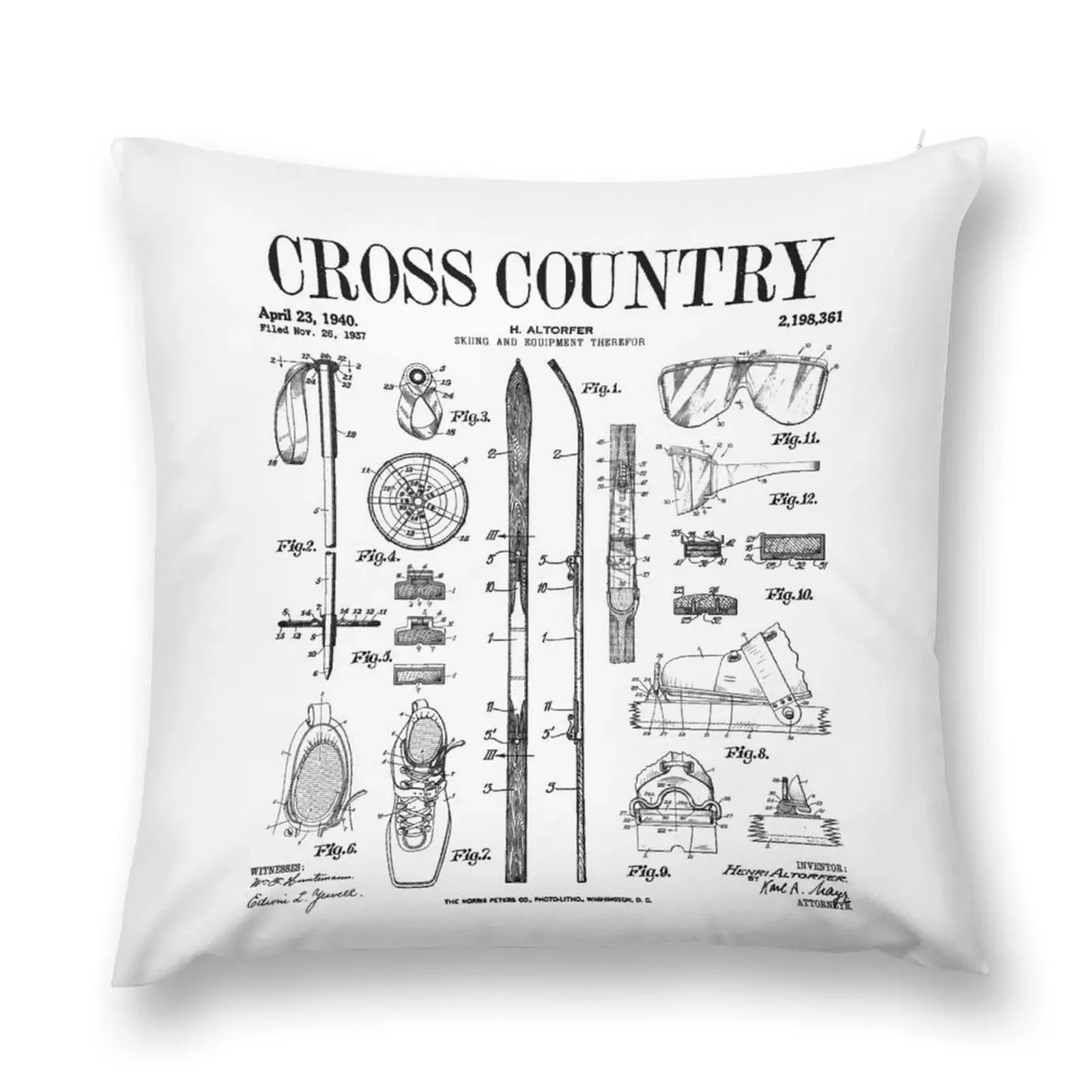 Декоративная подушка для катания на лыжах в скандинавском стиле винтажная с