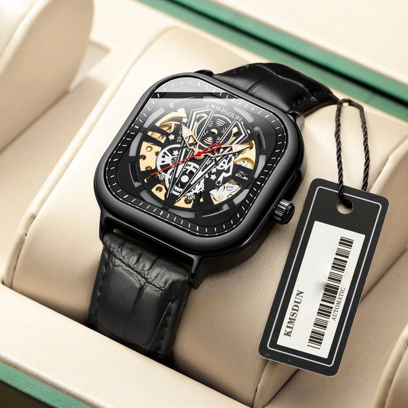 

Sapphire Automatic Watch Men Square Skeleton Movement Luxury Steel Sport Watch Casual Men Mechanical Watches Relogio Masculino