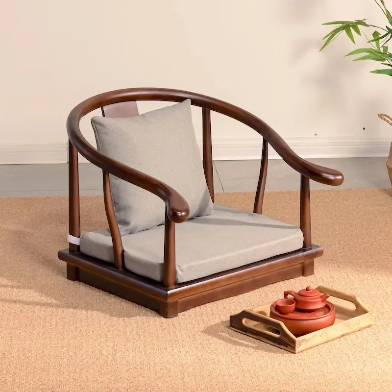 Сиденье татами в японском стиле из цельного дерева Zaisu напольное кресло без ног с