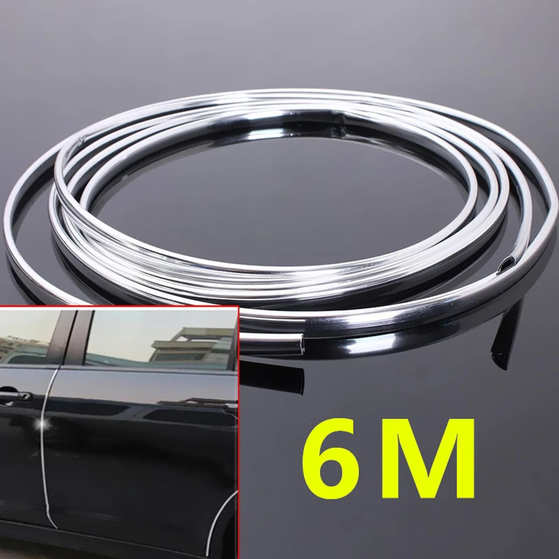 

6M Silver Air Vent Protection Strip Roll Moulding Trim Strip Car Door Edge Scratch Guard Protector Cover Car Decoration Access