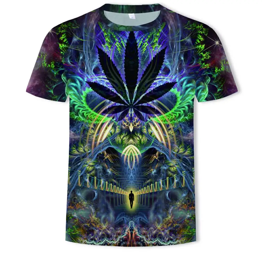 

Летняя футболка с 3D принтом листьев и сорняков, повседневная мужская одежда с коротким рукавом в индийском стиле, топы, новинка 2022, модная же...