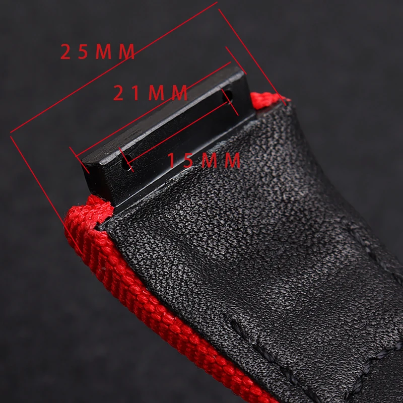 Genuine Leather strap, suitable for Richard Mille nylon strap, men's RM50/53 screwdriver, four-star or five-star screw head,25mm